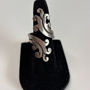 Vintage Taxco Mexico Sterling Silver Scroll Wrap Ring